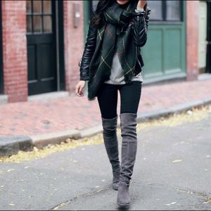 Grey suede over the knee boots